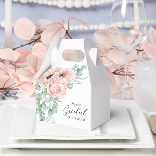 Soft Pink Watercolor Floral Bridal Shower Favor Boxes