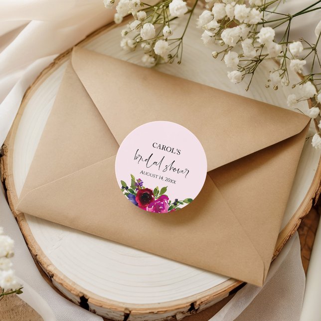 Soft Pink Watercolor Floral Bridal Shower Sticker (Creator Uploaded)