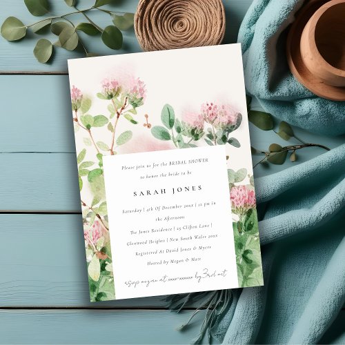 Soft Pink Watercolor Floral Garden Bridal Shower Invitation