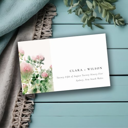Soft Pink Watercolor Floral Garden Wedding Website Enclosure Card