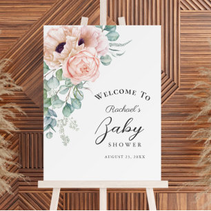 Soft Pink Watercolor Floral Girl Baby Shower Foam Board
