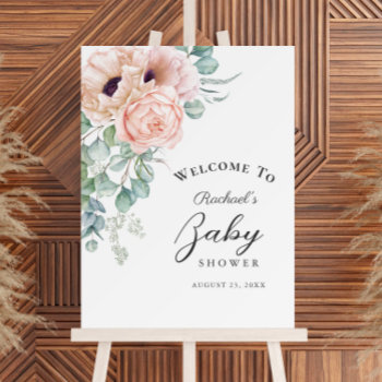 Soft Pink Watercolor Floral Girl Baby Shower Foam Board by DancingPelican at Zazzle