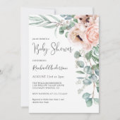 Soft Pink Watercolor Floral Girl Baby Shower Invitation (Front)