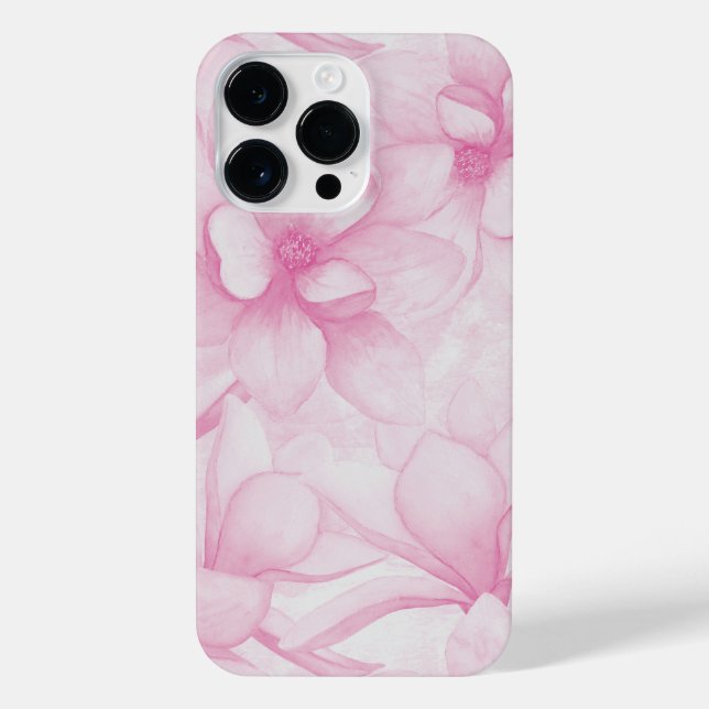 Soft Pink Watercolor Floral Seamless Pattern iPhone Case (Back)