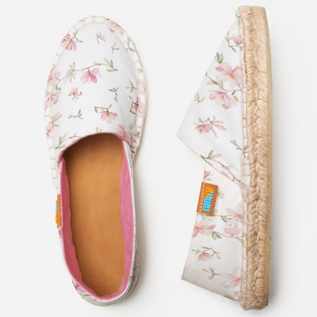 Soft Pink Watercolor Flower Espadrilles (Side)