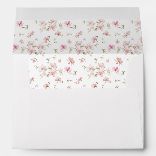 Soft Pink Watercolor Flower Pattern Envelope (Back (Bottom))