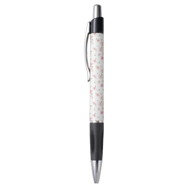 Soft Pink Watercolor Flower Pattern Pen (Top (Vertical))