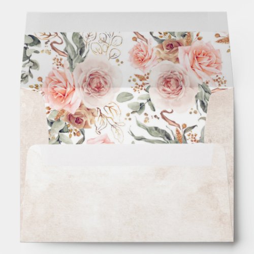 Soft Pink Watercolor Flowers Pattern Botanical Envelope