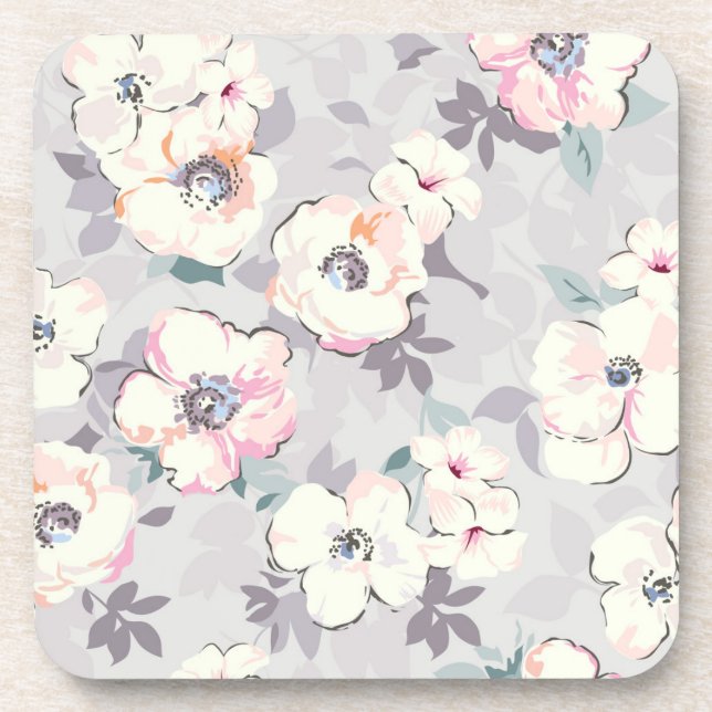 Soft Pink Watercolor Pattern Beverage Coaster (Front)