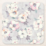 Soft Pink Watercolor Pattern Square Paper Coaster
