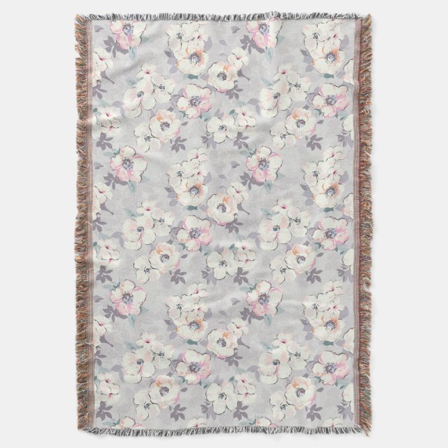 Soft Pink Watercolor Pattern Throw Blanket (Front Vertical)