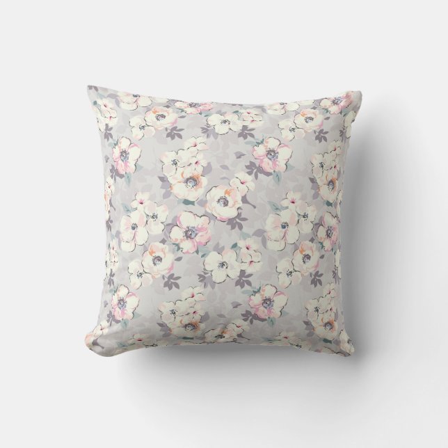 Soft Pink Watercolor Pattern Throw Pillow (Front)