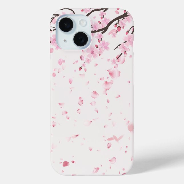 Soft Pink Watercolor Sakura Blossoms iPhone Case (Back)