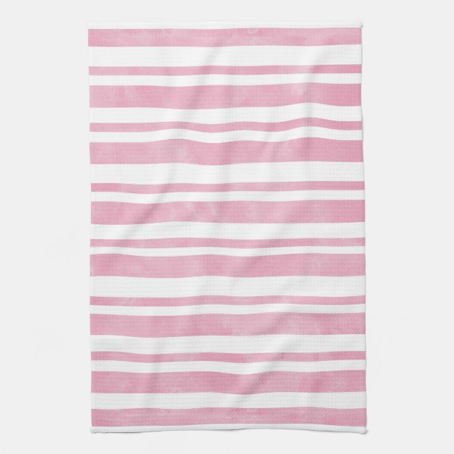 Soft Pink Watercolor Stripes Kitchen Towel (Vertical)