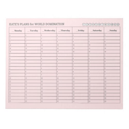 Soft Pink Weekly Appointment Schedule with Tasks  Notepad