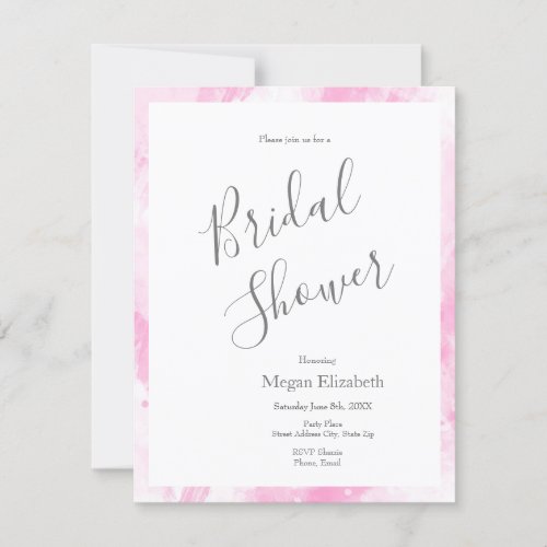 Soft Pink White Abstract Brushstrokes  Invitation