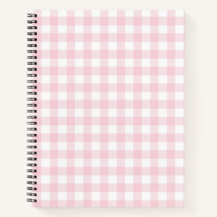 Soft Pink White Buffalo Check Plaid Gingham Notebook