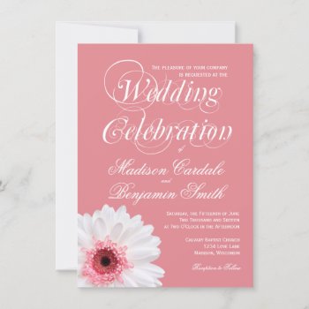 Soft Pink White Daisy Wedding Invitations by CustomWeddingSets at Zazzle