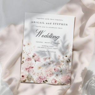 Soft Pink & White Elegant Bloom Floral Wedding Invitation