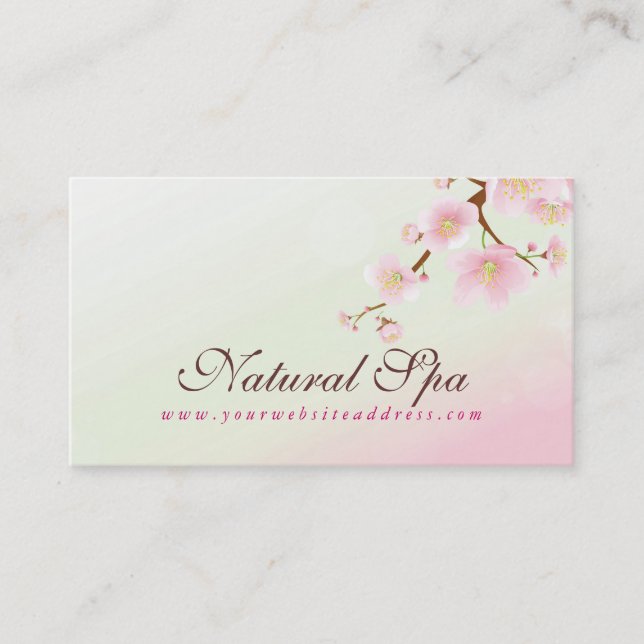 Soft Pink & White Floral Blossom Natural Spa Business Card (Front)