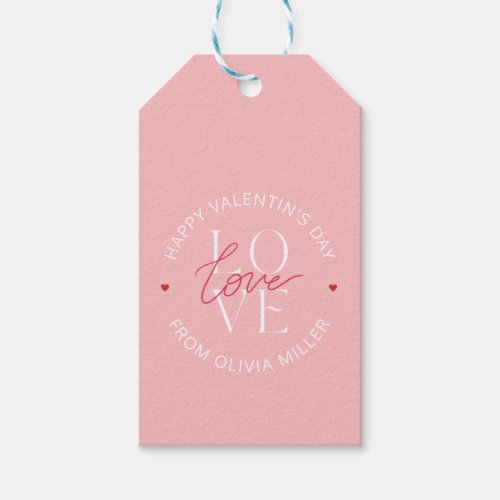 Soft Pink White Happy Valentines Day Love Gift Tags