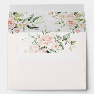 Soft Pink & White Luxury Elegant Roses w/ address Envelope