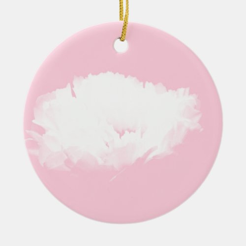 Soft Pink White Peony _ Floral Ceramic Ornament