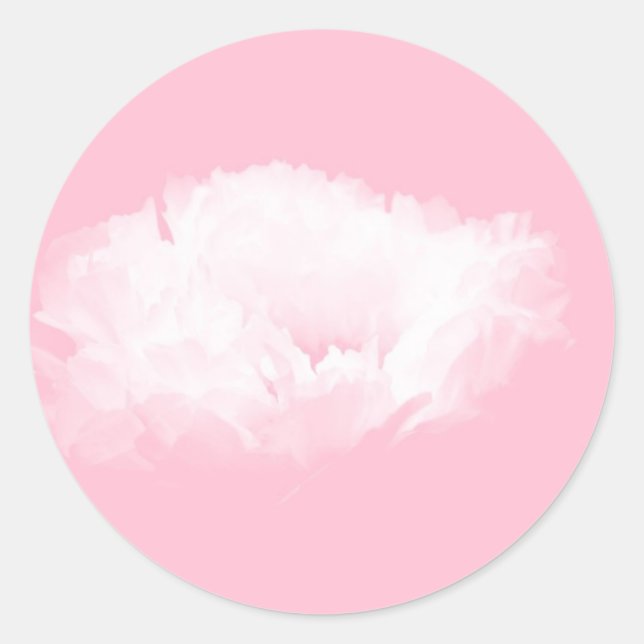 Soft Pink White Peony - Floral Classic Round Sticker (Front)
