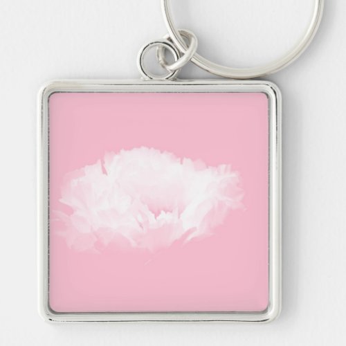 Soft Pink White Peony Floral Keychain