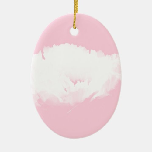 Soft Pink White Peony Floral Oval ornament