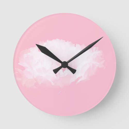 Soft Pink White Peony _ Floral Round Clock