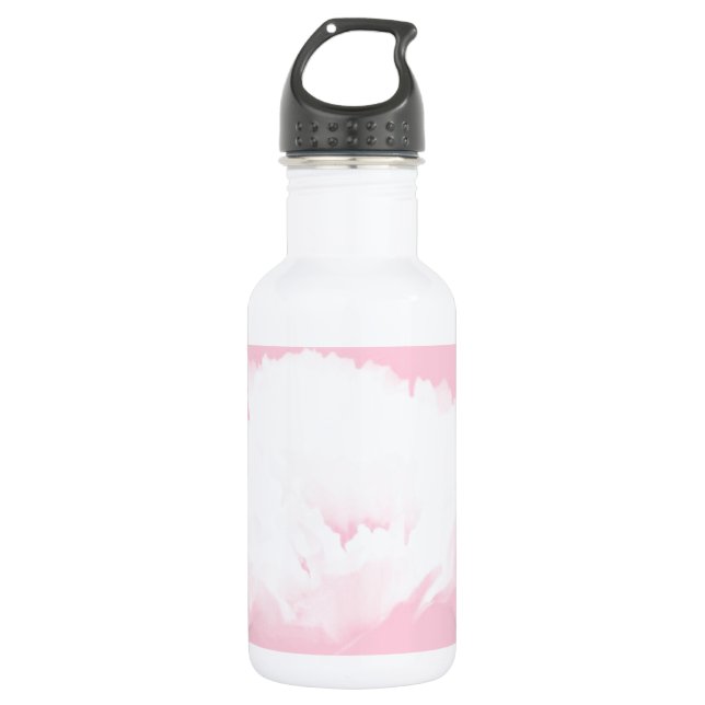 Soft Pink White Peony - Floral Stainless Steel Water Bottle (Front)