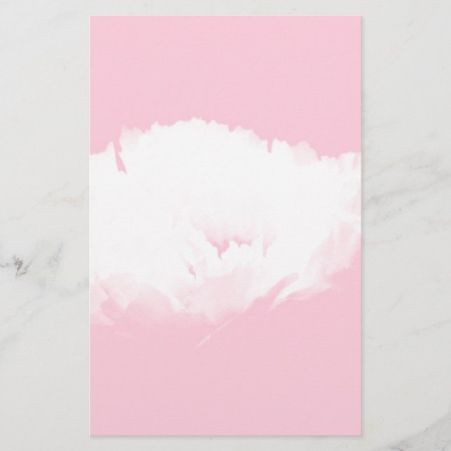 Soft Pink White Peony Floral Stationery (Front)