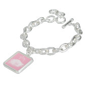 Soft Pink White Peony Monogram Girly Bracelet (Side)