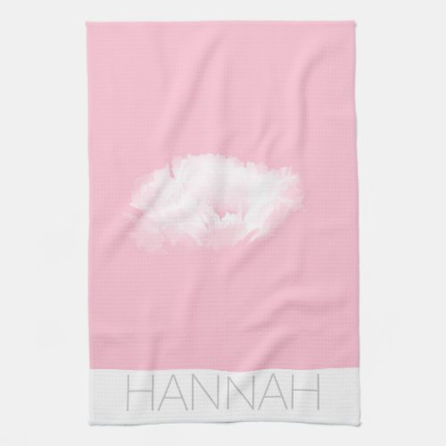 Soft Pink White Peony Personalized Kitchen Towel