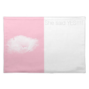 Soft Pink White Peony She said Yes Placemat
