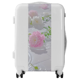Soft Pink & White Roses Elegant Floral Luggage