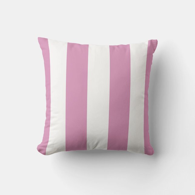 Soft Pink & White Vertical Stripes Design  Throw Pillow (Front)