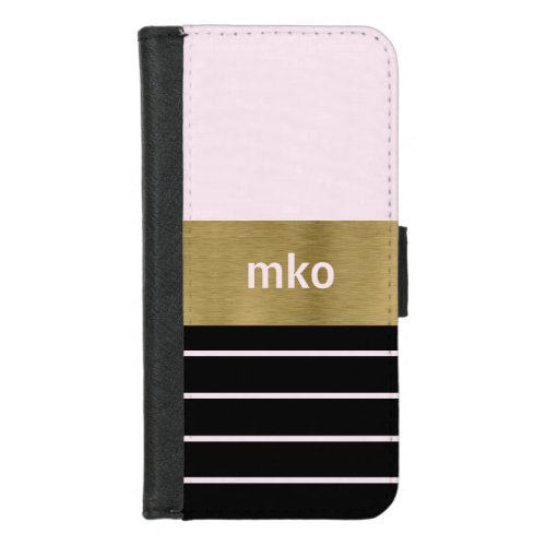 Soft Pink with Black Personalize iPhone 87 Wallet Case