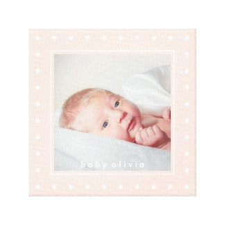 Soft Pink with White Polka Dots | Your Baby Photo Canvas Print