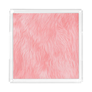 Soft Pink Wool Fur Texture Acrylic Tray