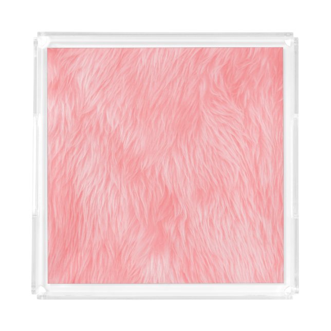 Soft Pink Wool Fur Texture Acrylic Tray (Front)