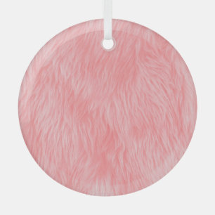 Soft Pink Wool Fur Texture Glass Ornament