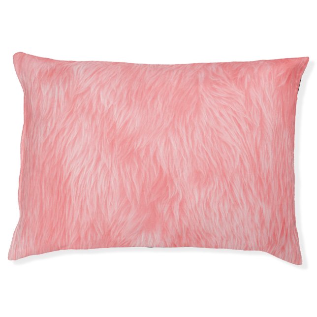 Soft Pink Wool Fur Texture Pet Bed (Front)