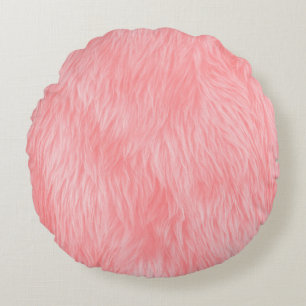 Soft Pink Wool Fur Texture Round Pillow