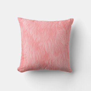 Soft Pink Wool Fur Texture Throw Pillow