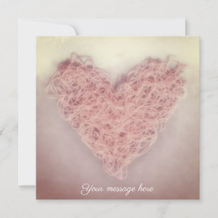 Soft Pink Wool Knitting Love Heart Valentine’s Day Card