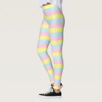 Bright Neon Pink and Green Horizontal Striped Leggings, Zazzle