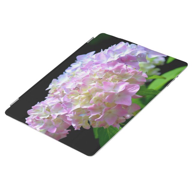 Soft pink yellow purple hydrangeas flowers iPad smart cover (Side)