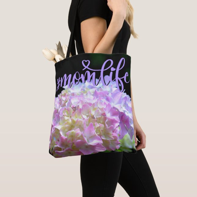 Soft pink yellow purple hydrangeas flowers tote bag (Close Up)
